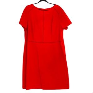 TALBOTS dress-  Lined Shift Red Dress with eyelet piping detail- like new! 16W